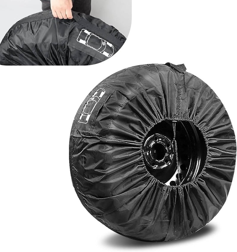 waswale 1 PC Car Tire Protector, 31.49" 210T Oxford Cloth Sun Dustproof 19"-23" Spare Tire Storage Bag with Handle, Four Seasons Universal Portable Anti-Scratch Accessories for Cars (Black #L) - Image 1
